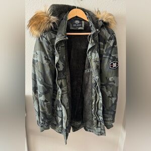 Men's Military Camouflage Jacket with Fur Hood
